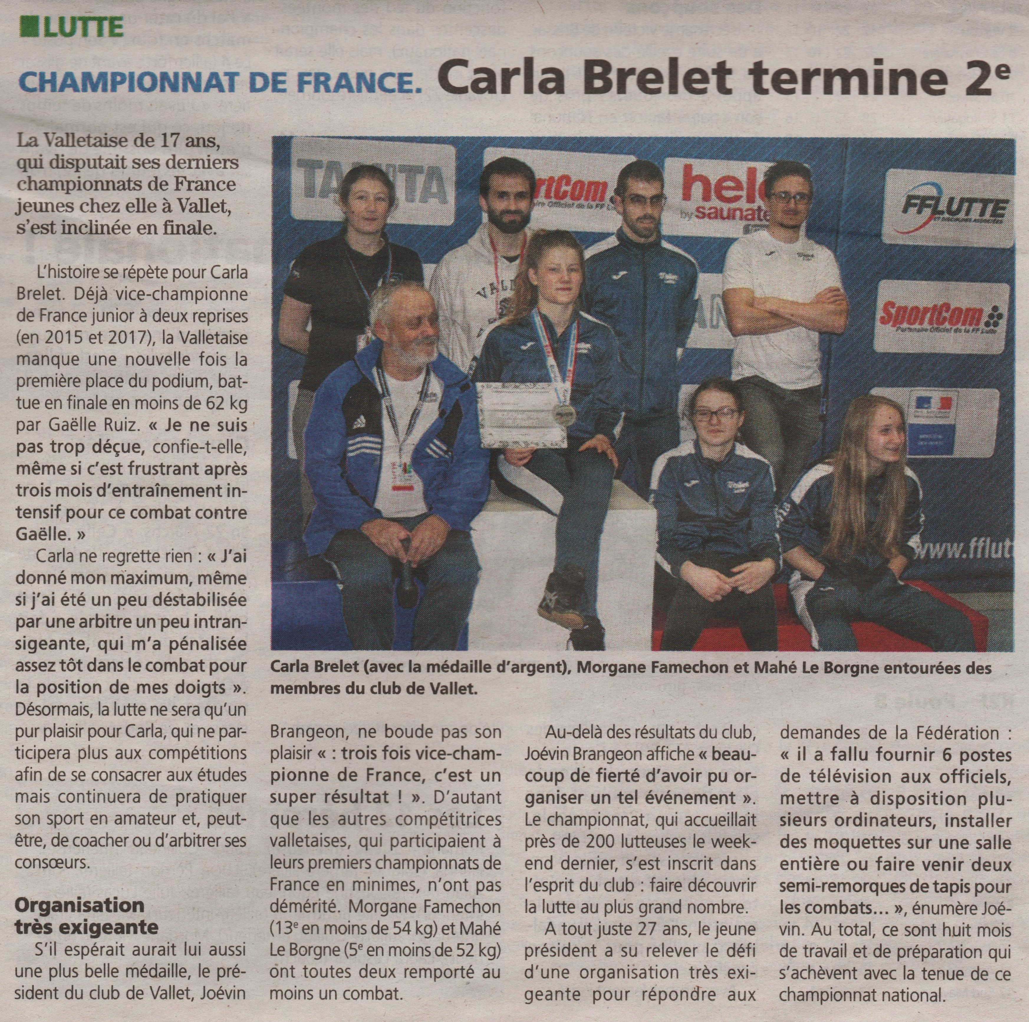 Championnat de France Carla Brelet 2ème<span style=